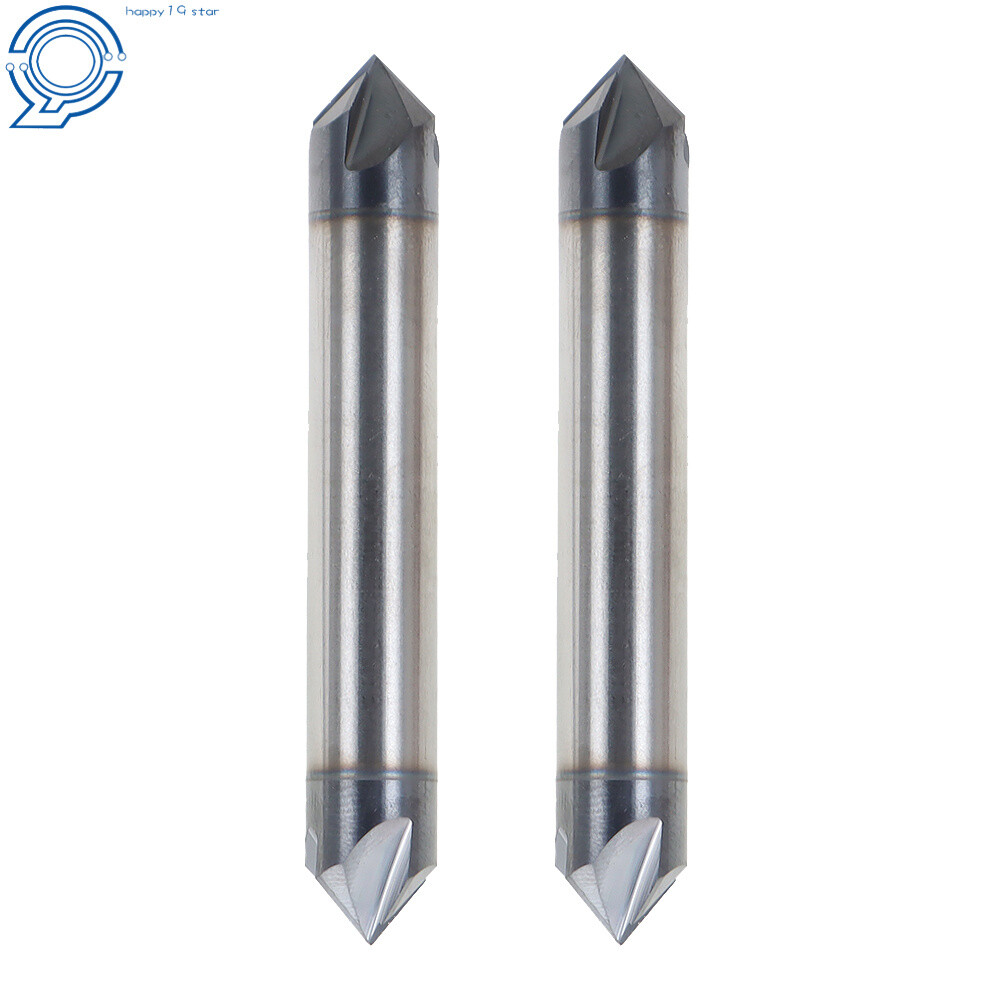 2Pc Double End 3/8″ 4 Flute 90 Degree 2-1/2″ Overall Length Carbide Chamfer Mill