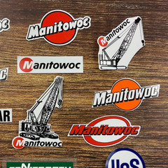 Construction HardHaT Decal Stickers LoT Manitowoc Caterpillar USS SENNEBOGEN USA