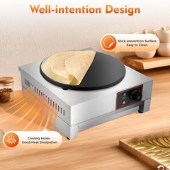 16″ Commercial Electric Crepe Maker Pancake Machine Big Hotplate Non Stick 1700W