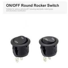 5Pcs 12V round Rocker Switch AC 6A/250V 10A/125V SPST 2 Pin 2 Position On/Off T