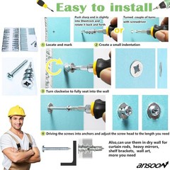Zinc Self-Drilling Drywall Anchors with Screws Kit, 25 Heavy Duty Metal Wall Anc