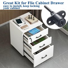XIEHE 288 Drawer Locks with Keys, Zinc Alloy Office 288-16-1pack, Black