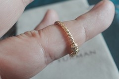 NEW.DavidYurman.Cable Buckle Sterling GOLD 18K Diamond Buckle Ring Sz 8