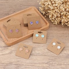 200 Pack Earring Display Cards Holder for Selling Jewelry Ear Studs Kraft 2″x2″