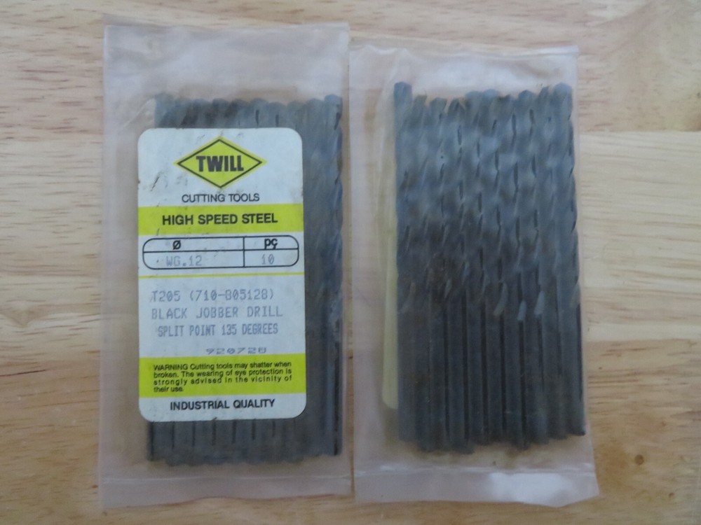 10 pcs TWILL Wire Gauge Number #12 Jobber Length Black Oxide Twist Drills BRAZIL