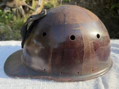 Rare 1930s MSA Skullgard Cap Style Mining Hard Hat Bakelite Leather Lamp Bracket