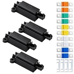 4PCS 12V DC For Midi Fuse Holder Kit with 14 Fuses 30A 40A 60A 80A 100A