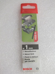 3 x BOSCH Metal Drills – 2 x 1mm HSS-CO and 1 x 2mm HSS – R – New – MG 29