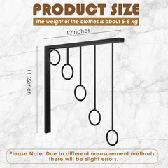 6 Pcs Wall Mounted Clothing Display Rack, 12 Inch Black Metal Retail Clothes Rac