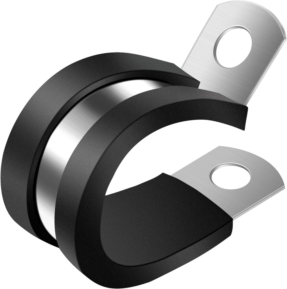 1 Inch Cable Clamp, 15 Pack Stainless Steel Wire Clamp, Rubber Metal Hose Clamps
