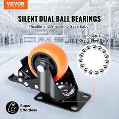 VEVOR Caster Wheels Swivel Plate Casters 4 Pack 3″ Heavy Duty with Locking Brake