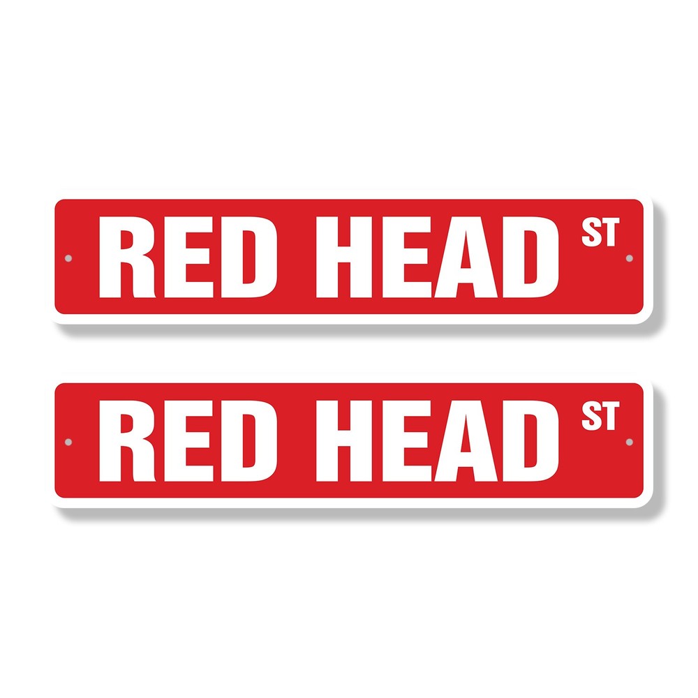 RED HEAD Street Sign (2 Pack) Metal Road Sign hair redhead dye beautician