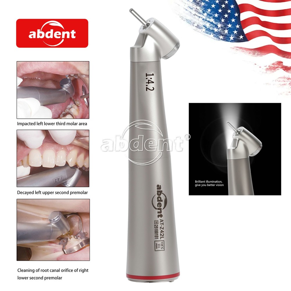 abdent Dental 1:4.2 45° Electric Fiber Optic Contra Angle Surgical Handpiece dk