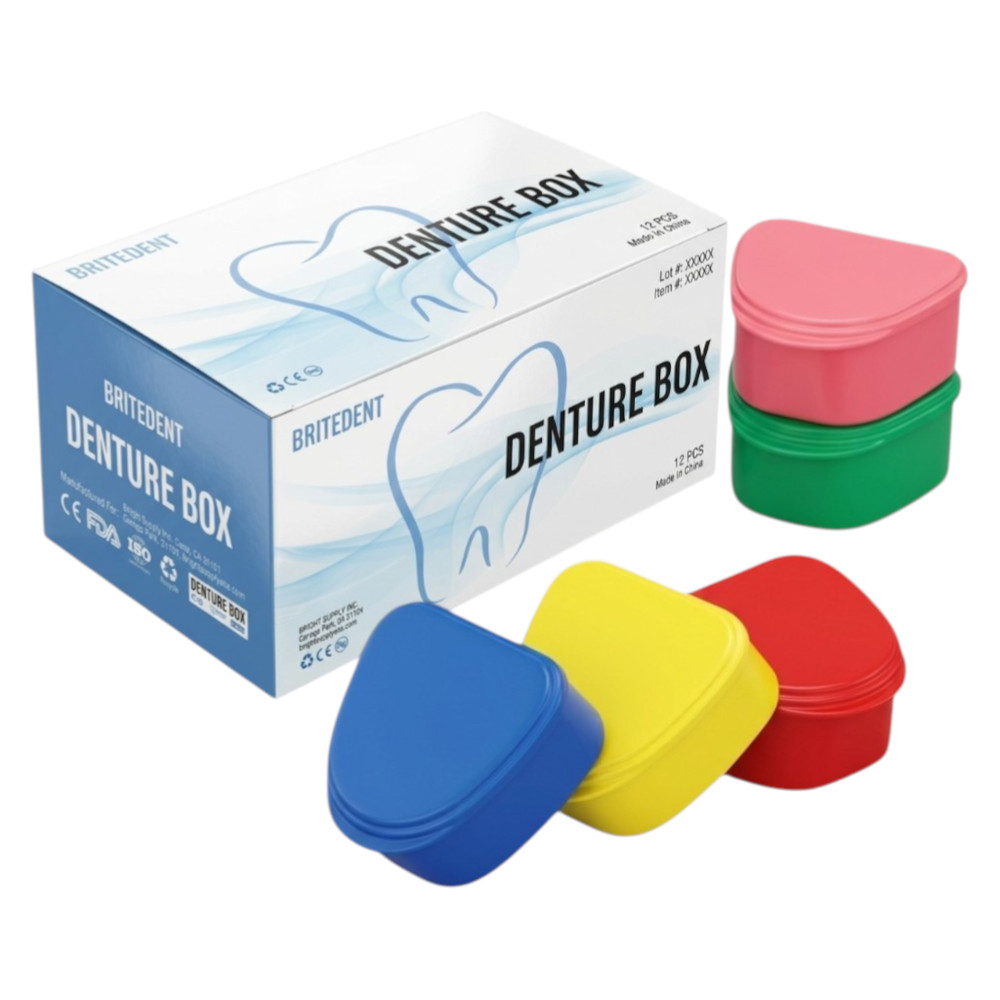 Denture Cases 12 Pack Assorted Colors Retainer Storage Box Dental USA