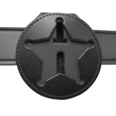 Florida Sheriff 5 Point Star Belt Clip Badge Holder Black Neck Chain Leather