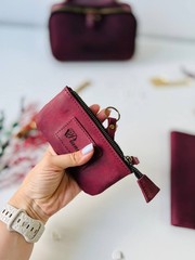 Luxury Leather Gift Set: Notebook, Wallet, Cosmetic Bag, Keychain – Personalized