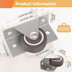 Mixizigoz 1.25 Inch Side Mount Casters, Mini Low Profile Casters Wheel for