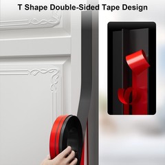 Elvone T-Shaped Weather Stripping Seal, Black Silicone, 1.97 in x 20 ft | Fle…