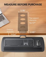AX WABER Keyboard Tray Under Desk with Storage Drawer, Height Adjustable