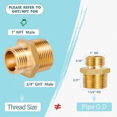 3/4″ GHT Male x 1″ NPT Male Lead-Free Brass Garden Hose Adapter Connector