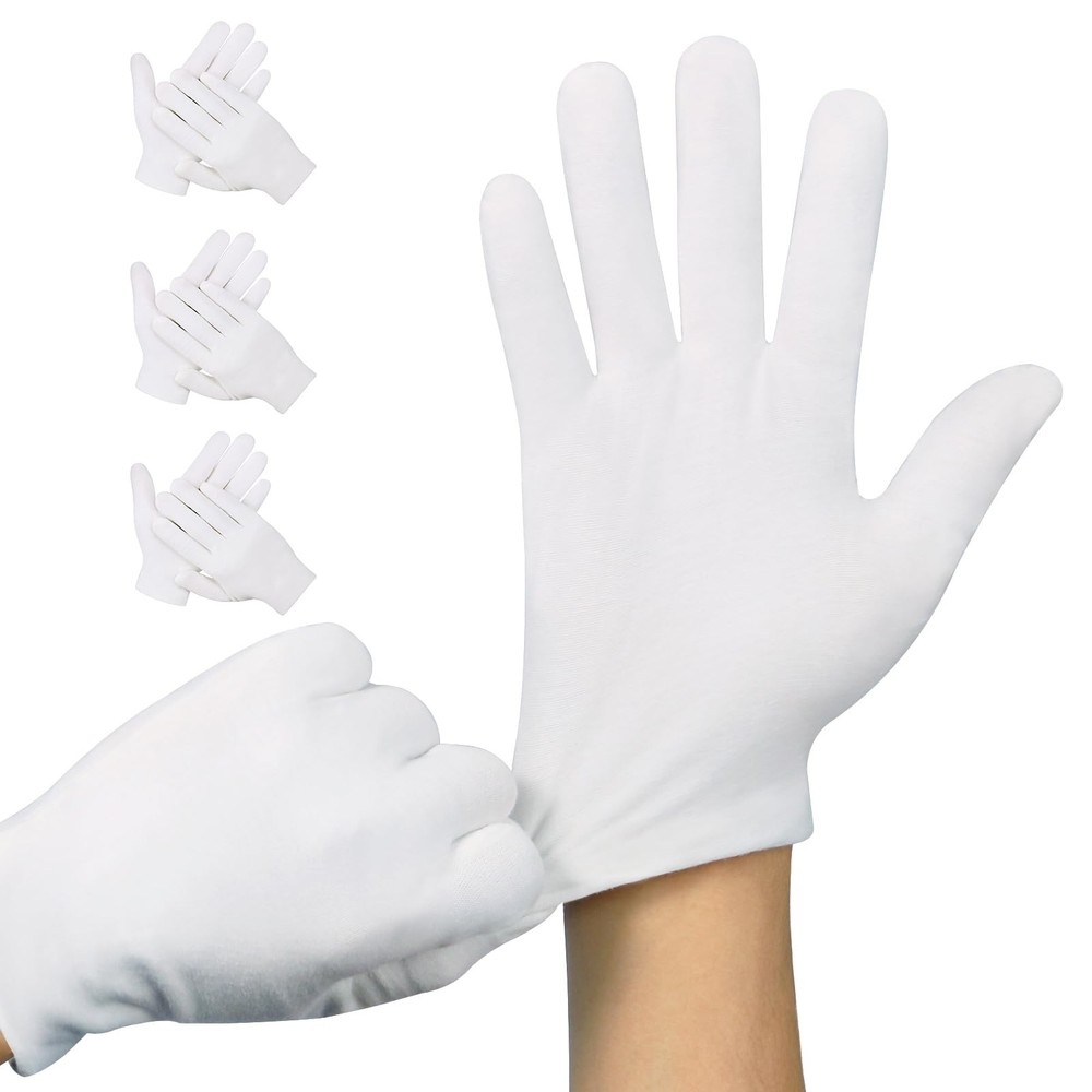3 Pairs White Cotton Gloves For Dry Hands Sleeping Premium Cotton Gloves