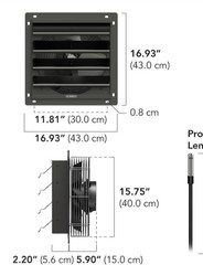 AIRLIFT AC- ALT14 Shutter Exhaust Wall Mount-Fan 14″ w/ Smart Controller 69 Pro