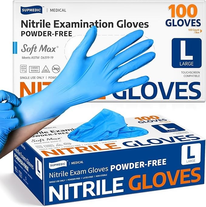 Supmedic Medical Soft Max™ Nitrile Exam Gloves, 100 Count Latex-Free Blue
