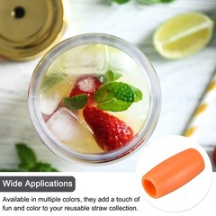 8pcs Silicone Straw Tips for 1/2 Inch(12mm) OD Stainless Steel Straws, Orange
