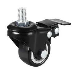 4Pcs 1.5 Inch Swivel Caster Wheels PU Threaded Stem with Brake 110lb Capacity