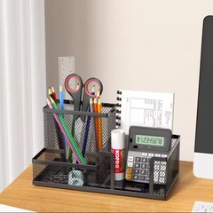 Black Mesh Desk Organizer 3 Tier Storage with Pencil Holder Office Home Use