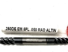 ARCH 1/4″ 5FL Corner Radius End Mill .050R Double End Solid Carbide AlTiN NEW
