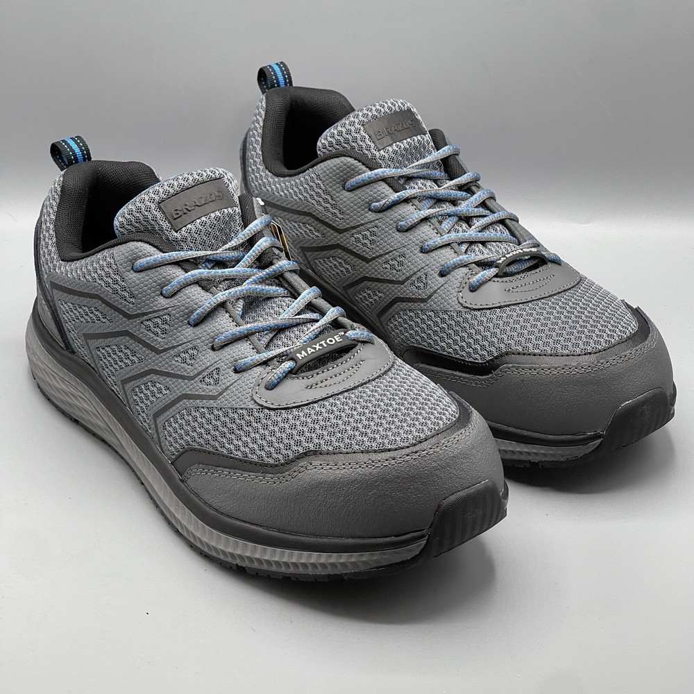 Men’s Work Shoes 8 Steel Toe Water Repellent Safety Sneakers Brazos