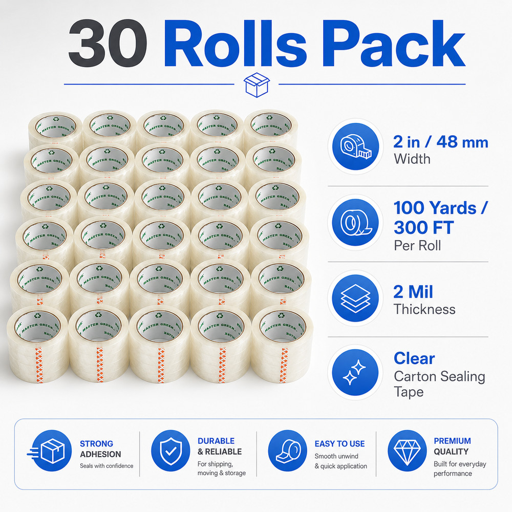 30 Rolls Shipping Box Packing Sealing Tape 2″ x 100 Yards 300FT w/ FREE Shipping