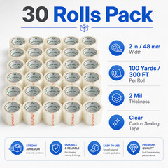 30 Rolls Shipping Box Packing Sealing Tape 2″ x 100 Yards 300FT w/ FREE Shipping