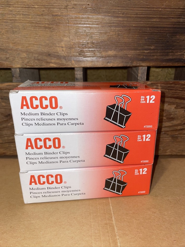 Acco Brands ACC72050 Binder Clip 12 Pack Lot Of 3