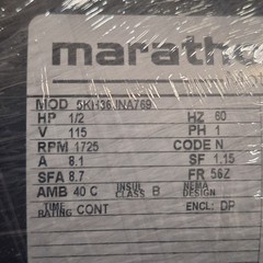 Marathon Motor 1/2HP 115V 1725 RPM NEW