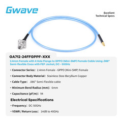 2.4mm 4 Hole Flange Female to GPPO Female .086″ Semi-flexible Cable, DC-50GHz