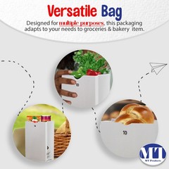 MT Products White Paper Bags – 10 lbs. Disposable Paper Lunch Bags – Pack of 500