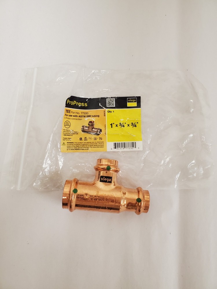 Viega ProPress 1 in. x 3/4 in. x 3/4 in. Press Copper Reducing Tee (77335)