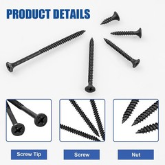 Wood Screws Assortment Kit, 168 PCS, High #6 x 1/2″, Black 168 pcs