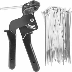 Heavy Duty Stainless Steel Cable Tie Gun 200Pcs Self-Locking Metal Zip Ties Kit