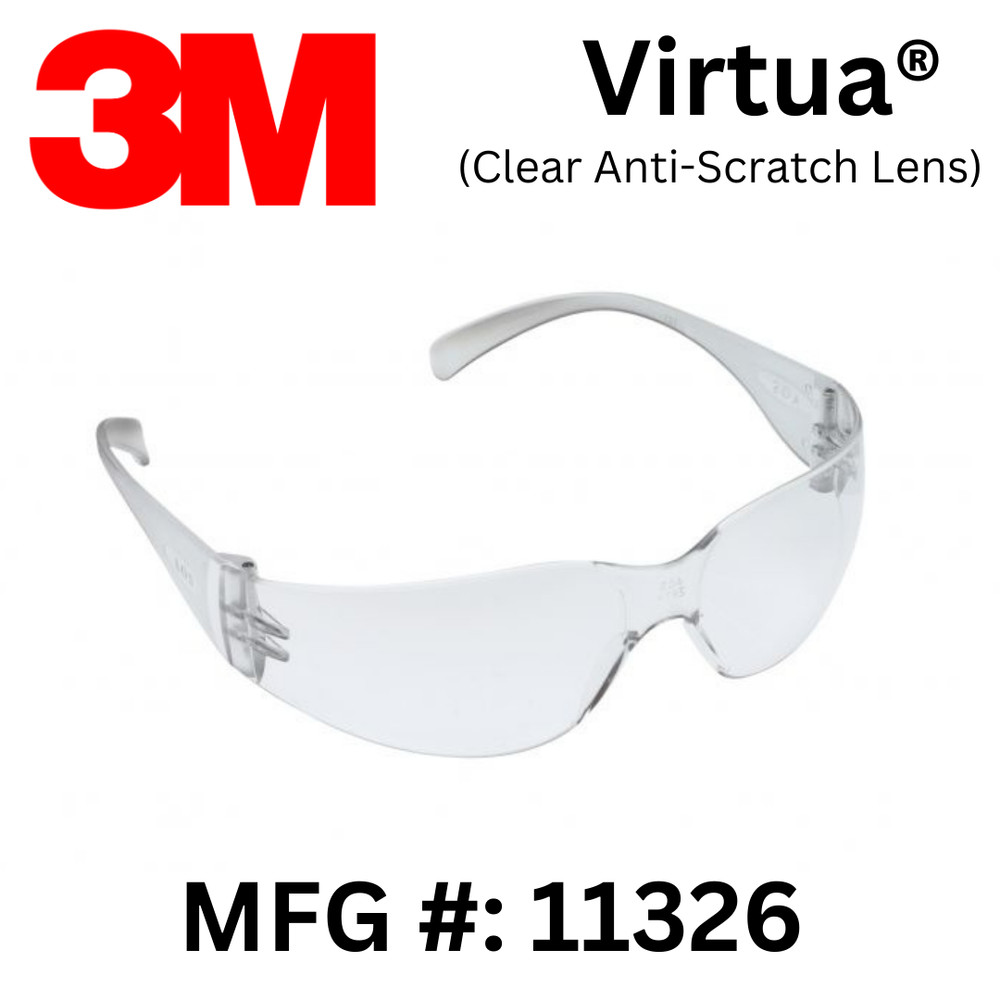 Clear Safety Glasses W/ Anti-Scratch Coating (3M Virtua #11326) – 1 Pair