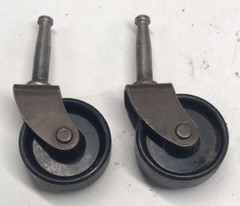 2 VTG Stem Type Furniture Chair Caster w/ Black Plastic Wheels 3.25″ Tall