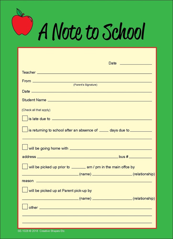 SHAPES ETC. 50 Sheets Note to School – Notes Parents 5″ x 0.3″, Multicolor