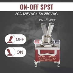 Heavy Duty 12V 30A SPST 2-Pin Waterproof Toggle ON/Off Switch with Boot for Auto