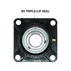 UCF206 Flange Bearing 30mm Bore, 4-Bolt, Solid Base, 3 Lips Seal (Qty 1)