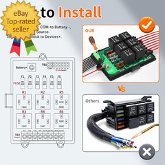 Relay Box Fuse Relay Box 12V Automotive Universal Fuse Panel with 6 Way Relays a