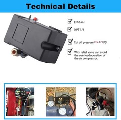 Heavy Duty Pressure Switch for Air Compressor 135-175 Psi Four 4 Port 26 Amp