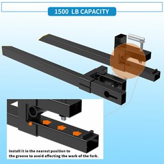 43″ 60″ Tractor Pallet Forks Skid Steer Loader Bucket Clamp Forks 1500lb 4000lbs