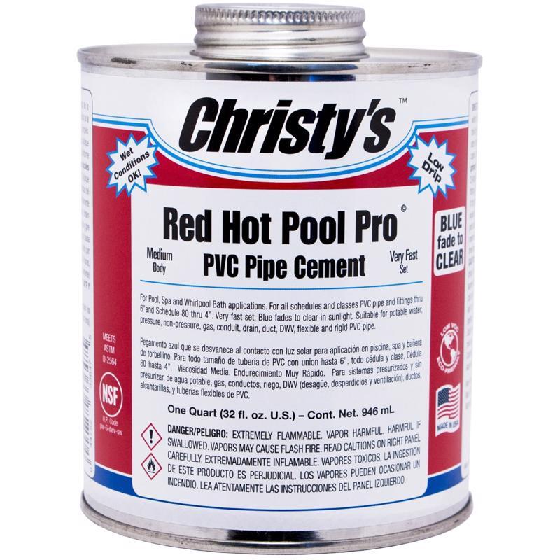 Christy’s 505172 Red Hot Pool Pro Clear Vinyl PVC Pipe Adhesive 8 oz.